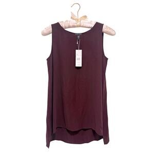 Eileen Fisher Silk Georgette Crepe Tank Cassis Burgundy S NWT Shell Top